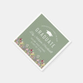 ボホウォーターカラーワイルドフラワーグリーン卒業パーティー スタンダードカクテルナプキン (角)