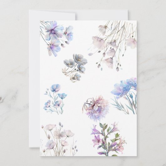 ボホウォーターカラーワイルドフラワーブライダルシャワー 招待状 (裏面)