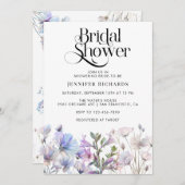 ボホウォーターカラーワイルドフラワーブライダルシャワー 招待状 (正面/裏面)