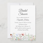 ボホウォーターカラーワイルドフラワーブライダルシャワー 招待状 (正面)
