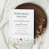 ボホウォーターカラーワイルドフラワーリハーサルディナー 招待状