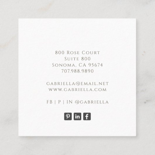 ボホウォーターカラーワイルドフラワーリース スクエア名刺 (裏面)