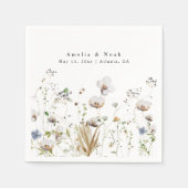 ボホウォーターカラーワイルドフラワー結婚式の引き出物バッグ スタンダードカクテルナプキン (正面)