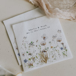 ボホウォーターカラーワイルドフラワー結婚式の引き出物バッグ スタンダードカクテルナプキン