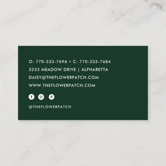 ボホウォーターカラー春ワイルドフラワー 名刺 (裏面)