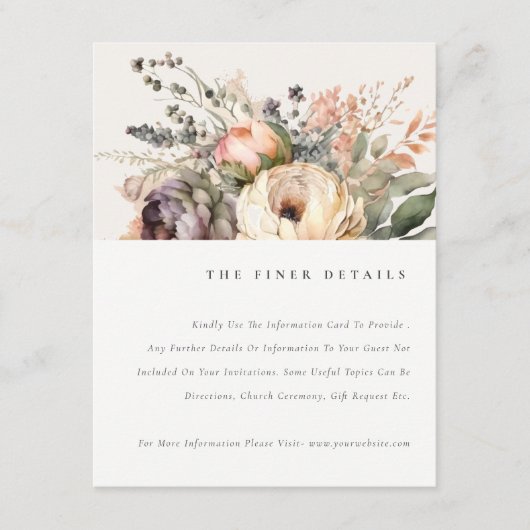 ボホウォーターカラー秋秋フローラ結婚ズ詳細 エンクロージャーカード (正面)