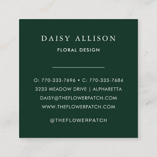 ボホウォーターカラー秋花模様 スクエア名刺 (裏面)