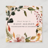 ボホウォーターカラー秋花模様 スクエア名刺 (正面)