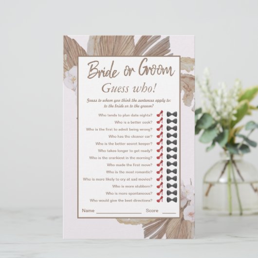 ボホウォーターコロドライパンパスグラスブライダルシャワーゲーム (スタンド正面)