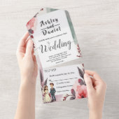 ボホウォーターフローラ新郎新婦結婚ズ オールインワン招待状 (貼ってはがせる)