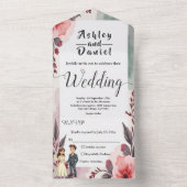 ボホウォーターフローラ新郎新婦結婚ズ オールインワン招待状 (内側)