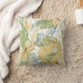 ボホウォーター色のトロピカル葉とパンパスグラス クッション (ブランケット)
