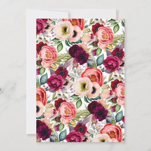 ボホウォーター色のフローラベビーシャワー 招待状 (裏面)