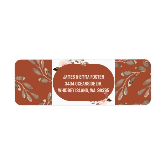 ボホウォーター色のフローラ差出人住所ラベル ラベル (正面)