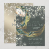 ボホウォーター色の冬の緑のクリスマスモダン 招待状 (正面/裏面)