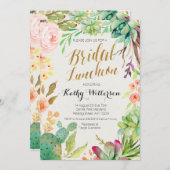 ボホウォーター色の多肉植物ブライダルルンチョン招待状 招待状 (正面/裏面)