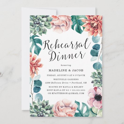 ボホウォーター色の多肉食レハルサルディナー 招待状 (正面)