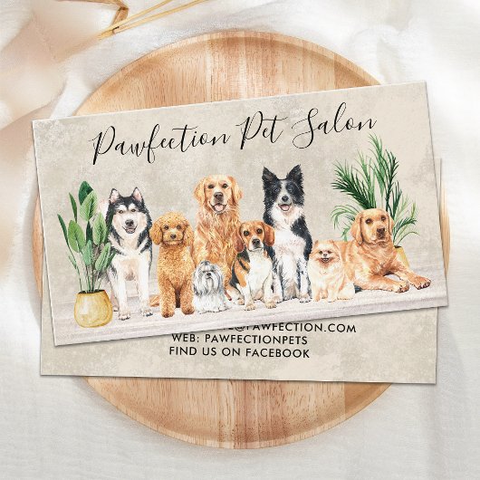 ボホウォーター色の子犬ペットシッター犬トリマー 名刺