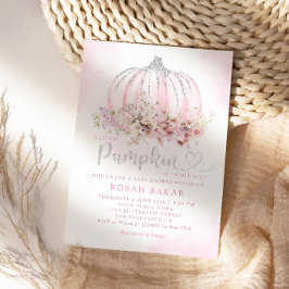 ボホウォーター色の小さなかぼちゃの女の子の赤ちゃんシャワー 招待状