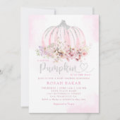 ボホウォーター色の小さなかぼちゃの女の子の赤ちゃんシャワー 招待状 (正面)