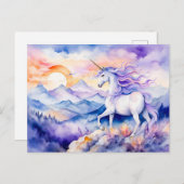 ボホウォーター色の強いユニコーン霧のMに立つ ポストカード (正面/裏面)
