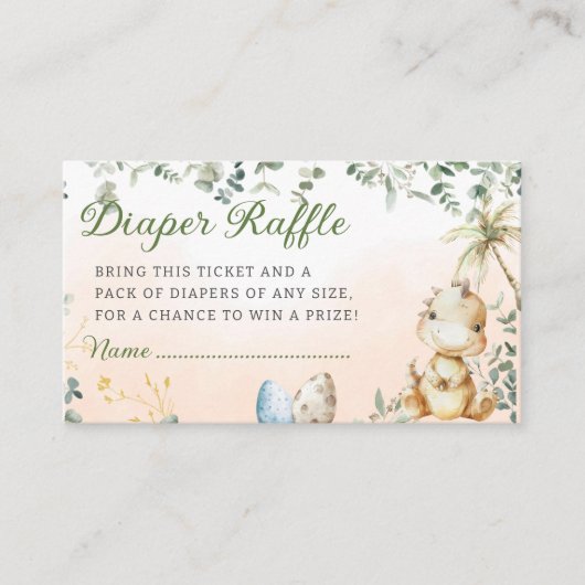 ボホウォーター色の恐竜の緑のおむつラッフル エンクロージャーカード (正面)