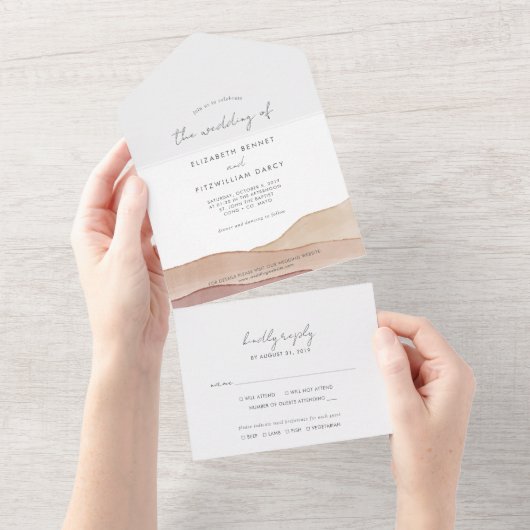 ボホウォーター色の抽象芸術結婚ズ オールインワン招待状 (貼ってはがせる)