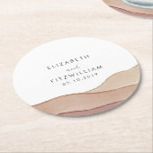 ボホウォーター色の抽象芸術結婚ズ ラウンドペーパーコースター (アングル)