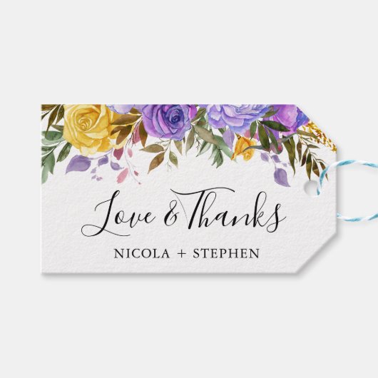 ボホウォーター色の春の花結婚ズ ギフトタグ (正面(横))