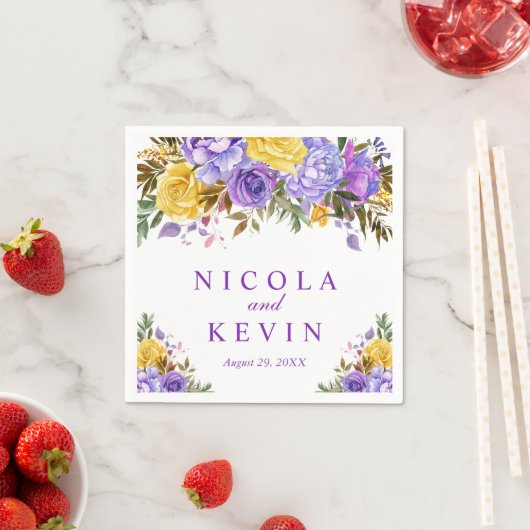 ボホウォーター色の春の花結婚ズ スタンダードカクテルナプキン (インサイチュ)