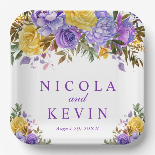 ボホウォーター色の春の花結婚ズ ペーパープレート (正面)