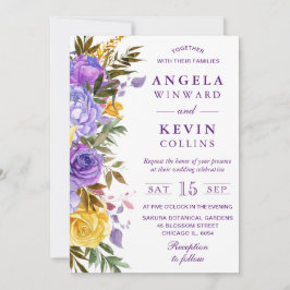 ボホウォーター色の春の花結婚ズ 招待状