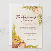ボホウォーター色の焼けオレンジカボチャ感謝祭 招待状 (正面)