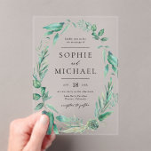 ボホウォーター色の緑と多肉種結婚類 アクリル招待状 (インサイチュ (ポータブル))