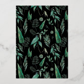 ボホウォーター色の緑と多肉種結婚類 箔招待状 (裏面)