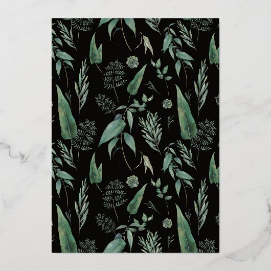 ボホウォーター色の緑と多肉種結婚類 箔招待状 (裏面)