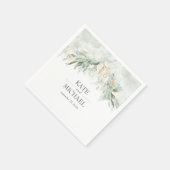 ボホウォーター色の緑と金ゴールド葉 スタンダードカクテルナプキン (角)