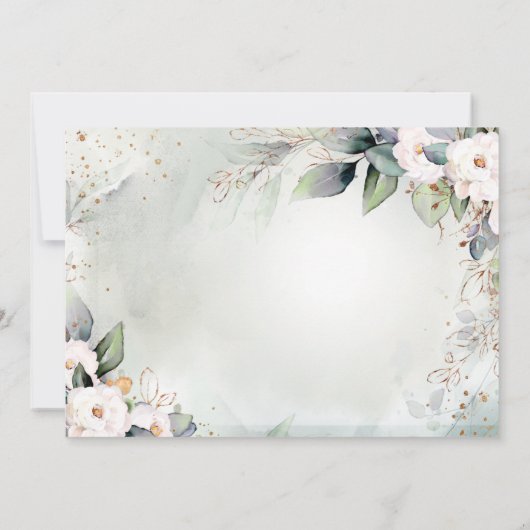 ボホウォーター色の緑のフローラ光沢モダン セーブザデート (裏面)