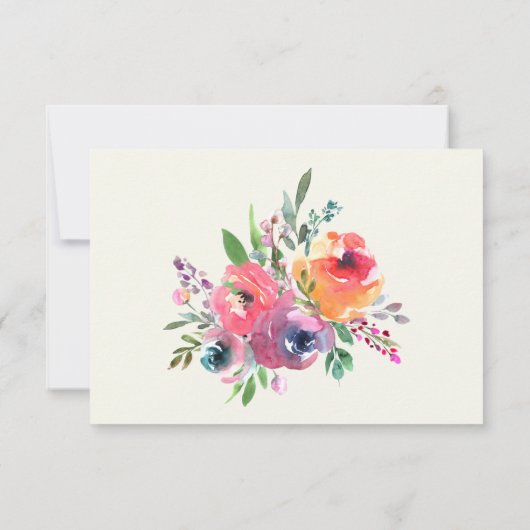 ボホウォーター色の花エレガモダンントウェディング 出欠カード (裏面)