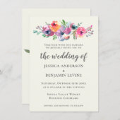 ボホウォーター色の花エレガモダンントウェディング 招待状 (正面/裏面)