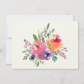 ボホウォーター色の花エレガモダンントウェディング 招待状 (裏面)