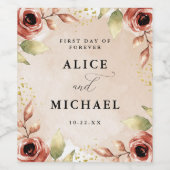 ボホウォーター色の花パーソナライズされた ワインラベル (シングルラベル)