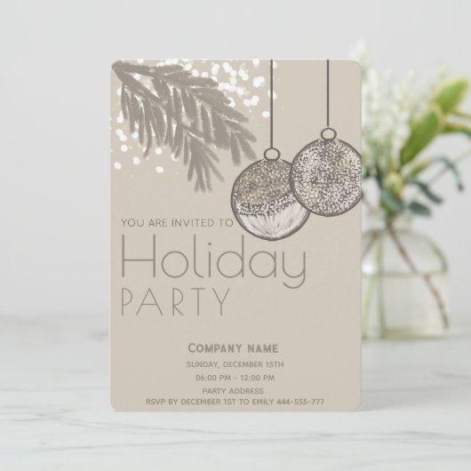 ボホウォーター色の雪のオーナメント企業の休日 招待状 (スタンド正面)