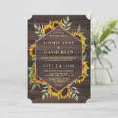 ボホウォーター色ひまわりウッドバ結婚ンズ 招待状 (スタンド正面)