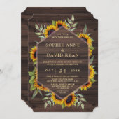 ボホウォーター色ひまわりウッドバ結婚ンズ 招待状 (正面/裏面)