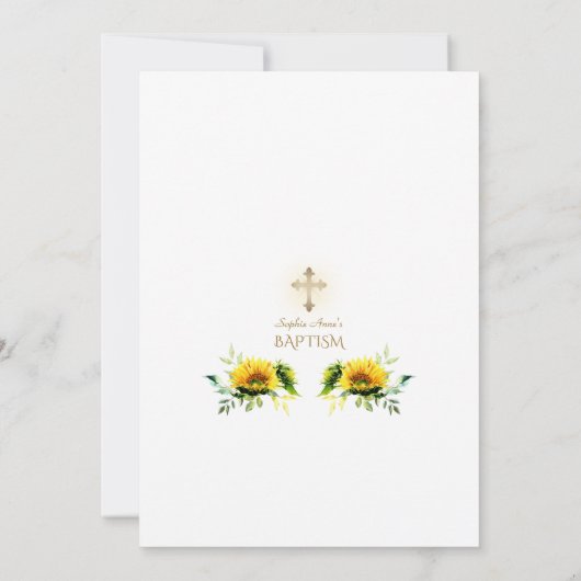 ボホウォーター色ひまわりクロスボーイバプテスマ 招待状 (裏面)