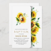 ボホウォーター色ひまわりクロスボーイバプテスマ 招待状 (正面/裏面)