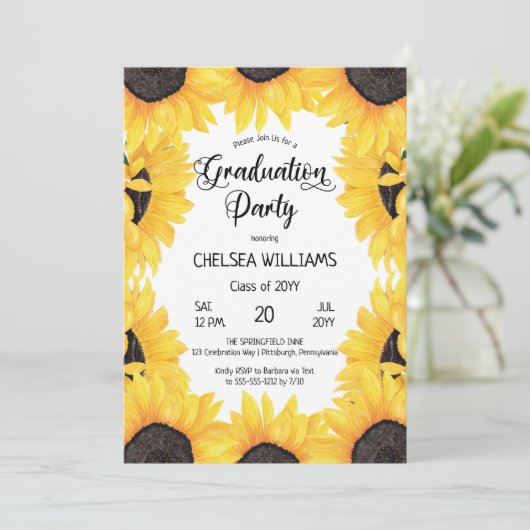 ボホウォーター色ひまわり卒業パーティーInvita 招待状 (スタンド正面)