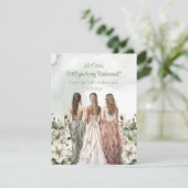 ボホウォーター色ほこりっぽい緑の白いバラ花嫁メイド 招待状 (スタンド正面)