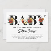 ボホウォーター色アネモン植物性秋ベビーシャワー 招待状 (正面)